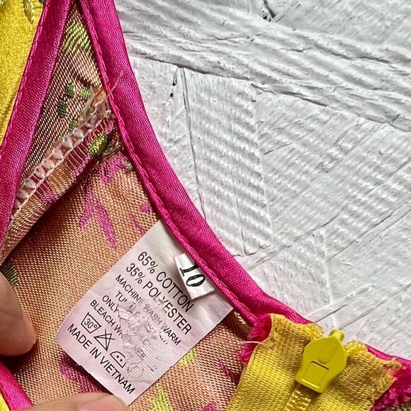 Vintage Cheongsam Qipao Floral Satin yellow Pink Dress size 10 - Picture 7 of 7